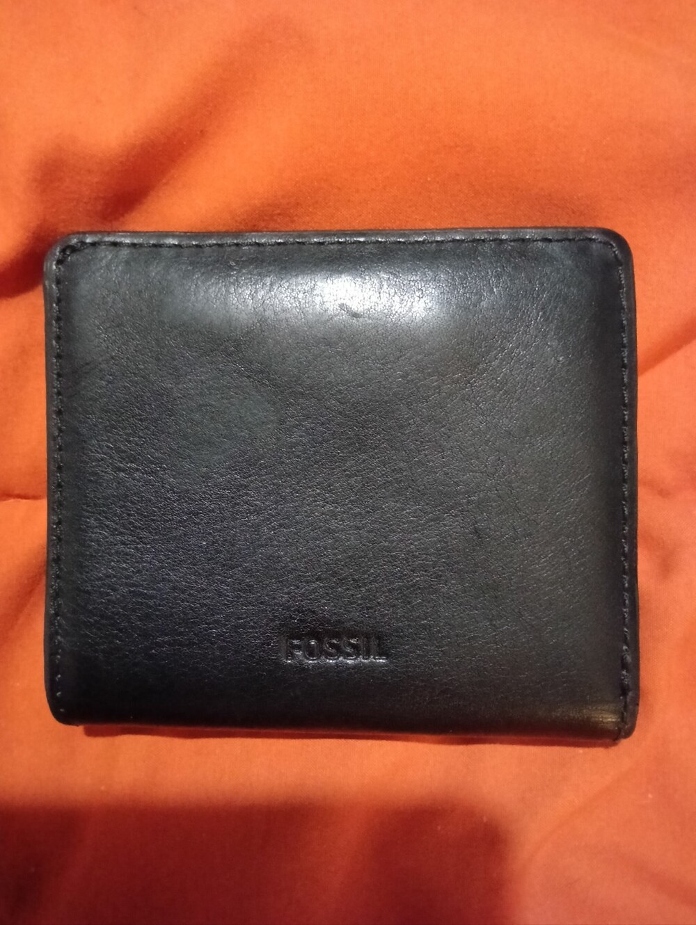 #1FW Fossil Black Leather Bi-Fold Card Holder Wallet